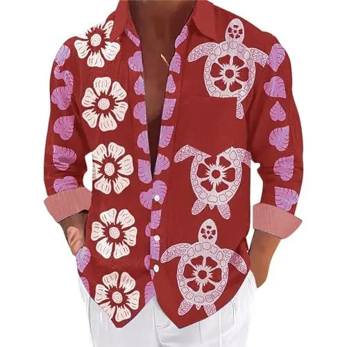 Produktbild: Herrenhemden Drucken Shirts Herren Sommer Herren Hemd Hochzeit Hauptmaterial Hemd Männer Karo Langarmshirt Jungen Batik Shirt Herren Herren Sale Angebote Herren Langarmshirt Baumwolle