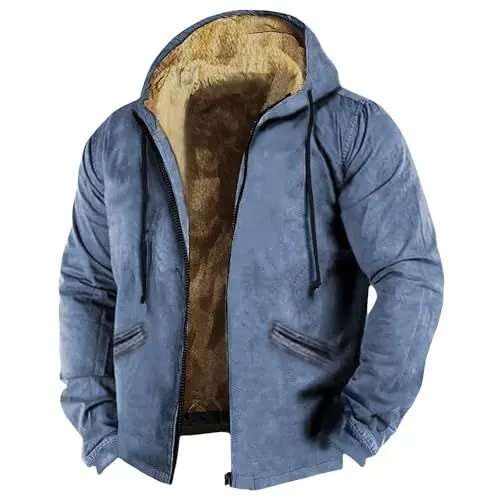 Produktbild: Herren-Kapuzenpullis Zipp Up Herren-Kapuzenpullover mit Reißverschluss Herren-Kapuzenpullis Zipp Up Schwarzer Kapuzenpullover für Männer Herren-Kapuzenpulli mit Reißverschluss Blau XL