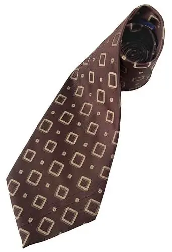 Produktbild: Herren-Krawatte aus Seide, extra breit, 12,7 cm, Braun (Retro-Quadrat-Druck), Braun/cremefarben, Tie Length: 56 inches