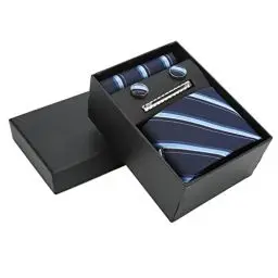 Produktbild: Herren-Krawatten-Set, klassisches Design, Polyester-Seiden-Material Herren-Krawatten blau gestreift für Hochzeiten für Partys für Konferenzen