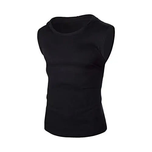 Produktbild: Herrenmode Lässig Knopf Kapuzenwesten Top Ärmellos Atmungsaktiv Elastisch Eng anliegende Bodybuilding Weste Weste Cartoon Herren (M,Schwarz)