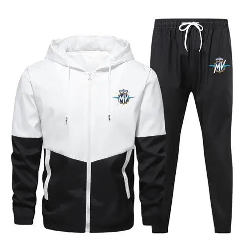 Produktbild: Herren-Set mit Reißverschlussjacke und -hose für MV Agusta, langärmelig, lässiger Pullover, Mantel, modisches Lauf-Sweatshirt mit Kapuze und Kordelzug,B-3x_l