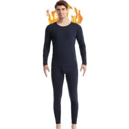 Produktbild: Herren-Thermounterwäsche-Set, lange Unterhose, Thermounterwäsche, Unterhemd und Unterteil, ultraweich, Geschenke für Männer, mit Box, Marineblau, Small