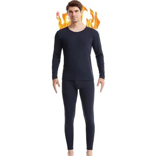 Produktbild: Herren-Thermounterwäsche-Set, lange Unterhose, Thermounterwäsche, Unterhemd und Unterteil, ultraweich, Geschenke für Männer, mit Box, Marineblau, Small