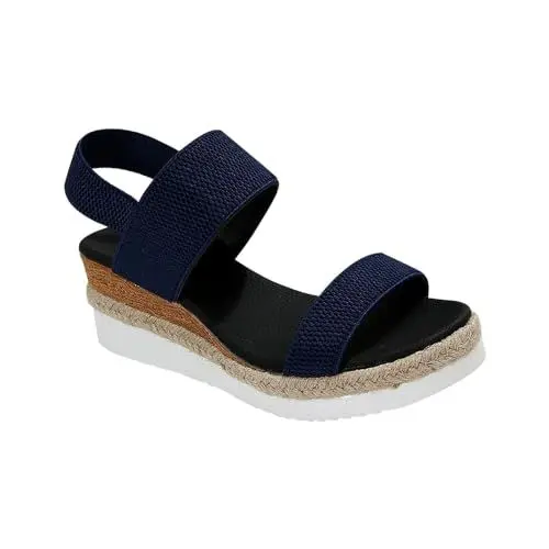 Produktbild: Herren-Turnschuhe 2024 comfortable sandals for women Summer Low Heel Casual Sandal Women's One Button Roman Flats Basic Daily Shoes I-532 Blue 9.5