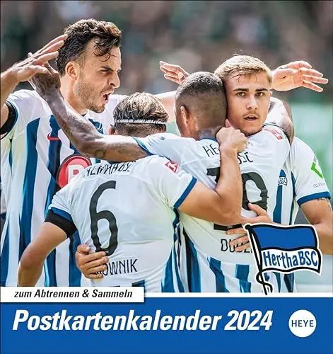 Produktbild: Hertha BSC Postkarten-Kalender 2024. Fußball-Fans aufgepasst! Der kleine Kalender zum Aufstellen oder Aufhängen mit Postkarten zum Sammeln und Verschicken. Must Have für jeden Hertha-Fan.