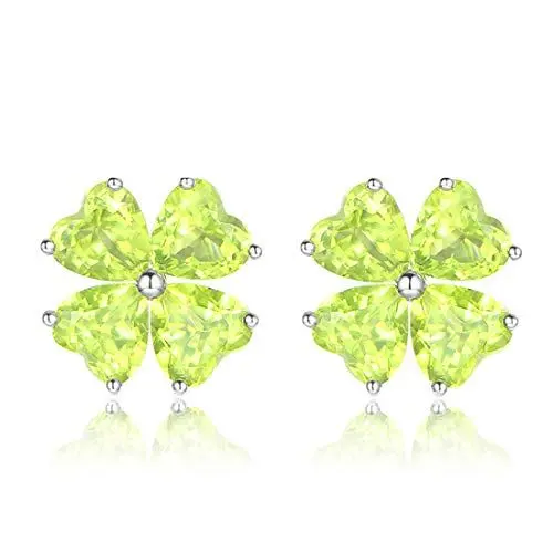 Produktbild: Herz Damen Ohrringe silber 925 Peridot Edelsteine Vierblättriges kleeblatt Herz Ohrstecker 926 Sterling Silber Ohrring Damen Glücksbringer Lucky clover Geschenk für Fraun