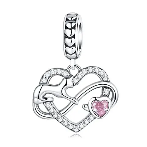 Produktbild: Herz Katzen Charms für Pandora Armbänder, Sterling Silber Unendlichkeits Charms, Weihnachts Schmuck geschenk für Mama und Freundinnen