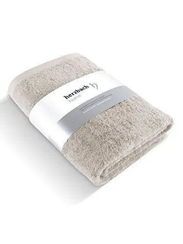 Produktbild: herzbach home Premium Badetuch 100 x 150 cm (sandgrau) – Großes, weiches & saugstarkes Badehandtuch in Bester Qualität – 100% natürliche Baumwolle