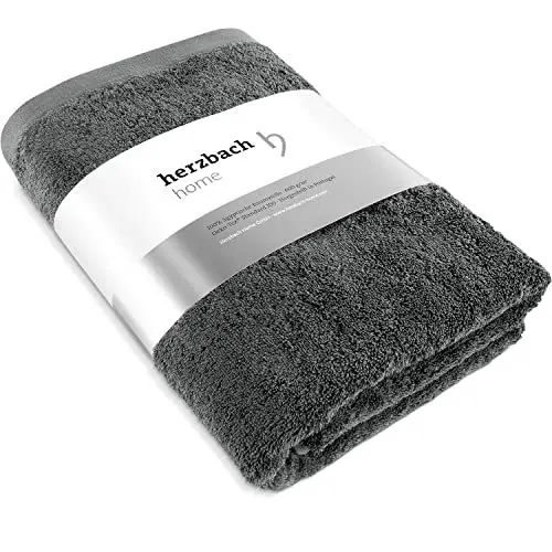 Produktbild: herzbach home Premium Duschtuch 70 x 140 cm (Anthrazit) – Großes, weiches & saugstarkes Dusch-Handtuch in Bester Qualität – 100% natürliche Baumwolle