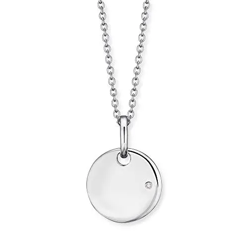 Produktbild: Herzengel Mädchen Kinder Halskette aus Sterling Silber und einem runden Medaillon - besetzt mit einem Zirkonia Stein - gravierbar - Karabinerverschluss - längenverstellbar - nickelfrei