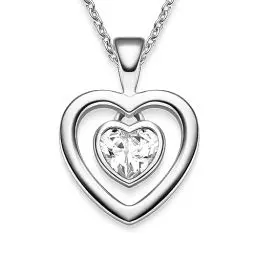 Produktbild: Herzkette Silber 925 Damen Halskette Kette mit Herz-Anhänger Ich liebe Dich Echt Silberkette mit Zirkonia-Herz Anhänger Schmuck Geschenke für Frauen Sie Mama Freundin zum Jahrestag Jubiläum