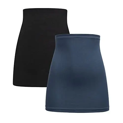 Produktbild: Herzmutter Bauchband-Tube Lang - 2er-Set - Baumwolle - Nierenwärmer-Rückenwärmer-Shirtverlängerung - Umstands-Bauchbänder - 6350 (Schwarz/Blau, M)