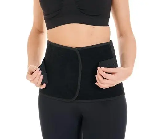 Produktbild: Herzmutter Bauchbinde Postpartum - nach Geburt - Rückbildung nach Schwangerschaft-Kaiserschnitt-OP - verstellbarer Bauchweggürtel-Korsett - 3500 (Schwarz, XL)