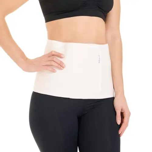 Produktbild: Herzmutter Bauchbinde nach Geburt-Kaiserschnitt - Postpartum – Support-Unterstützung nach Schwangerschaft - Rückbildung - Klettverschluss - 3100 (L, Weiß)