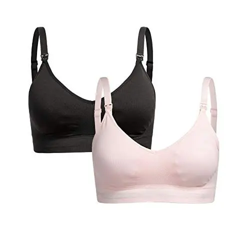 Produktbild: Herzmutter Still BH ohne Bügel - inkl. BH-Verlängerung - herausnehmbare Still-Einlage - Schwangerschaft - gepolstert bügellos - 2er-Set - 5220 (Schwarz/Rosa, XL-XXL)