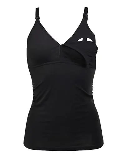 Produktbild: Herzmutter Stilltops Baumwolle OekoTex 100 - einfache Stillfunktion - Stilltop Set 1er & 2er - integriertes Bustier-BH mit Clip-Verschlüssen - 5400 (S, Schwarz, 1x)