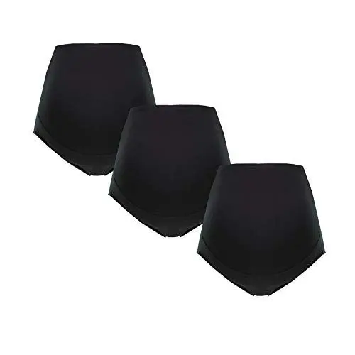 Produktbild: Herzmutter Umstandsslips Baumwolle - OekoTex 100 - Überbauch Unterhose - Überbauch - Schwangerschafts-Unterwäsche - Hohe Taille - 1er & 3er-Set - 5130 (L, Schwarz, 3X)