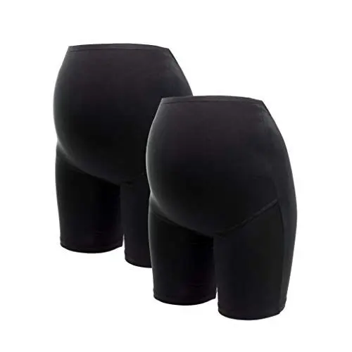 Produktbild: Herzmutter Umstandsslips Baumwolle - OekoTex 100 - Schwangerschaftsslip - Unterwäsche Schwangerschaft - Überbauch Unterhosen-Shorts - 1er & 2er-Set - 5020 (M, Schwarz, 2X)