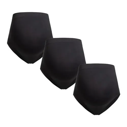 Produktbild: Herzmutter Umstandsslips nahtlos - OekoTex 100-2er & 3er Set - Schwangerschafts Unterhose - Überbauch - Unterwäsche - Seamless-Stützend - 5830 (M-L, 3X Schwarz)