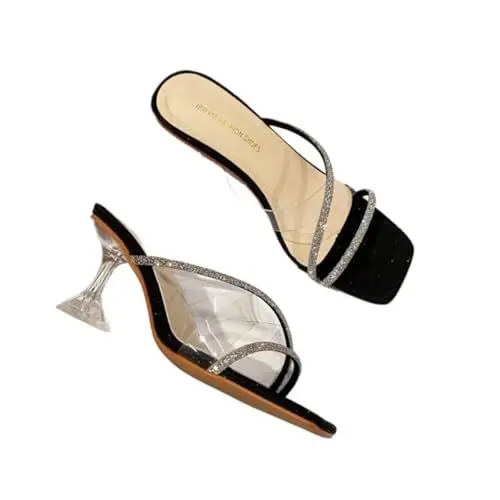 Produktbild: HESBITEUL Sandalen Damen Plateau Keilabsatz Frauen Keilsandalen Sandaletten Sommer Schuhe Hausschuhe Pantoletten Elegant Damen Sandalen mit Absatz mit Überkreuztem Riemen Elegant
