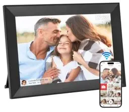 Produktbild: Hesmor 10,1 Zoll Digitaler Bilderrahmen WLAN, 1280x800 HD IPS LCD-Touchscreen Digitale Bilderrahmen, Automatische Rotation, 32GB Speicher, Teilen Sie Fotos sofort über Frameo von überall, Schwarz