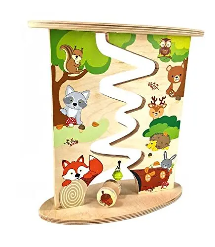 Produktbild: Hess Holzspielzeug 31130 - Rollbahn Bauernhof und Fuchs aus Holz, handgefertigt, zerlegbar, geeignet für Kinder ab 12 Monaten, ca. 26 x 26 x 4 cm, Farben auf Wasserbasis