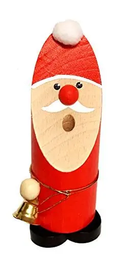 Produktbild: Hess Holzspielzeug 40015 - Räuchermann aus Holz, Weihnachtsmann mit Glöckchen, ca. 13 cm, Dekoration für die Advents- und Weihnachtszeit aus dem Erzgebirge