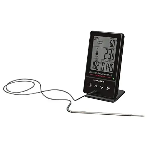 Produktbild: Heston Blumenthal Precision by Salter 540A HBBKCR Premium 5-in-1-Digitalthermometer – Heißluft-Fritteusen-Sonde, Grill, Rösten, Zwei Sensoren, Lebensmittel-/Ofentemperatur, Genauigkeit 0,1 °C