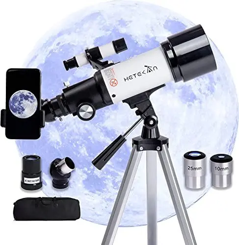 Produktbild: HETEKAN Teleskop, Teleskop Astronomie für Erwachsene Kinder Anfänger, 70mm Apertur 400mm AZ Mount Refraktor-Teleskop mit Stativ, Sucher und Telefon-Adapter