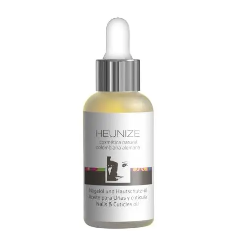 Produktbild: Heunize Nagelöl und Hautschutzöl - Bio Nagel Öl und Hautöl - Härtet brüchige Fingernägel und pflegt die Nagelhaut - Arganöl, Rizinusöl und Mandelöl - Naturkosmetik, vegan, 15 ml