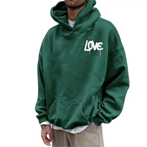 Produktbild: heute Brief Graphic Hoodies für Männer Bequeme Casual Langarm Sweatshirts Karierte Kapuzenjacke Herren
