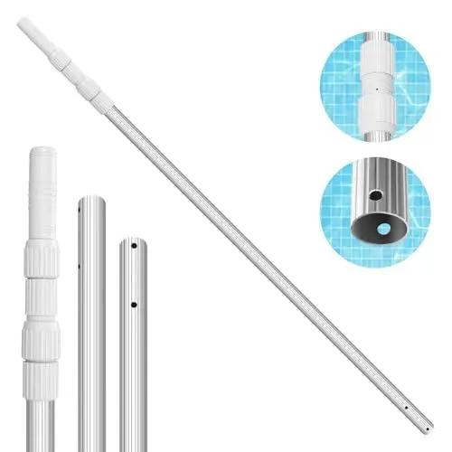 Produktbild: HEVOL Teleskopstange Pool, Stange zur Poolreinigung 3-Teilig mit Power Grip, Einstellbar von 1,7m bis 4,7m, Aluminium Poolstang für Bürsten, Kescher, Bodensauger