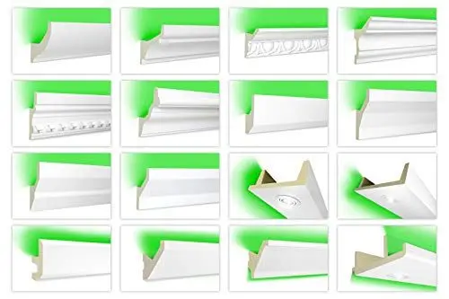 Produktbild: HEXIM LED Stuckleisten aus PU - Indirekte Beleuchtung mit modernen Deckenleisten, lichtundurchlässig, leicht und schlagzäh - (LED-10 75x45mm) Lichtvouten, Profil, Stuckprofil, Deckenprofil
