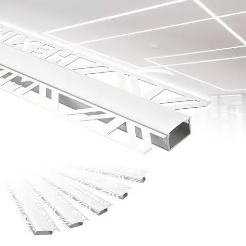 Produktbild: HEXIM LED Trockenbauprofil Alu Unterputzprofil LED Profil (2 Meter / 1 Profil) inkl. Abdeckung opal Trockenbauleiste Einbauprofil Schiene Decke Wand (ALED-2, Leuchtbreite 20mm)