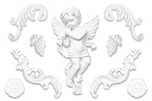 Produktbild: HEXIM Ornament aus PU - große Auswahl, 127x127mm Stuck, stoßfeste Deko schnitzerei - Verzierung für Wand und Decke (G2043) Wanddeko, Kunsthandwerk