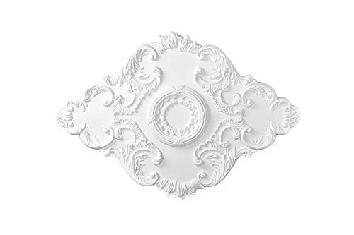 Produktbild: HEXIM Perfect Stuckrosette B2023, 94x66cm - Deckenrosette weiß, aus PU/Polyurethane, Zierelement, Stuck, Wanddeko Wohnzimmer Lampe Oval