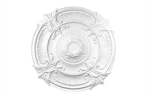 Produktbild: HEXIM Perfect Stuckrosette B3095, Ø 101cm - große Deckenrosette weiß, aus PU/Polyurethane, Zierelement, Stuck, Wanddeko Wohnzimmer Lampe rund