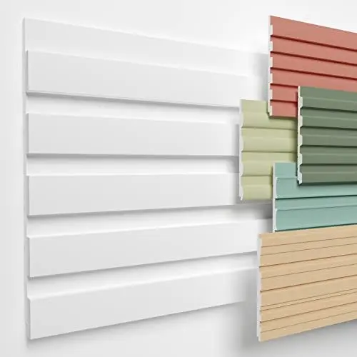 Produktbild: HEXIMO Lamellenwand (0.46 m²) aus XPS - Lamellen Wandpaneele Lamellenverkleidung Akustikpaneele weiß (1 Paneel, HLM-1-02 weiß) zum streichen Wohnzimmer Styropor