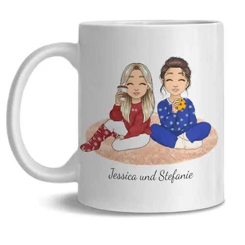 Produktbild: HEY DEAR ® Personalisierte Tasse Herzensmenschen | Mit Spruch und Namen | BFF Geschenke für Kollegen, Freunde & Familie | 2 Personen