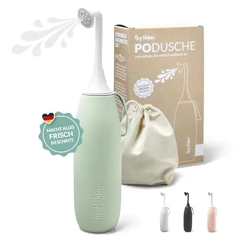 Produktbild: Hey Nature Po Dusche mint, mobiles Bidet für eine sanfte, hygienische Reinigung des Intimbereichs. Podusche für Hilfe im Wochenbett, bei Hämorrhoiden & als Alternative zu feuchtem Toilettenpapier