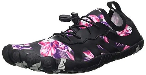 Produktbild: heybrid Unisex Sidney Wassersportschuh, Schwarz mit Rosa Blumen-Muster, 37 EU