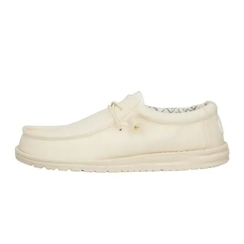 Produktbild: HEYDUDE Wally Canvas Herren - Slip on Schuhe - Mokassin Stil, Stone White, 44