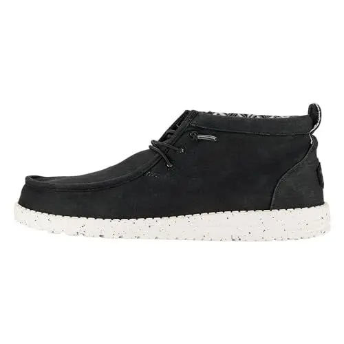 Produktbild: HEYDUDE Wally Mid Canvas Herren - Slip-On Schuhe - Ankle Boots, Black/White, 44