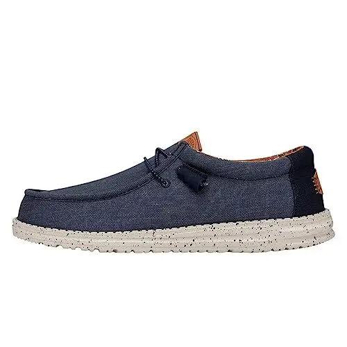 Produktbild: HEYDUDE Wally Washed Canvas Herren - Slip on Schuhe - Mokassin Stil, Navy, 40