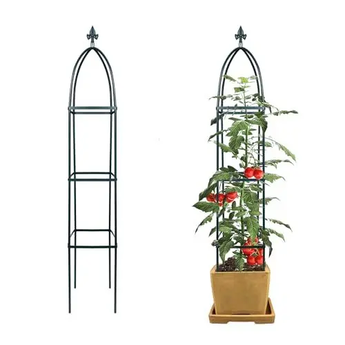 Produktbild: heyfurni Tower Obelisk Garden Trellis, Plant Support for Climbing Vines and Flowers Stands,Dark Green Lightweight Plant Tower (Green Sqaure)…