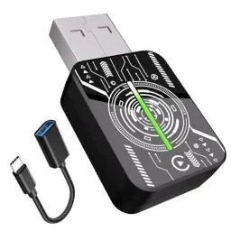 Produktbild: HEYINCAR+ Wireless Adapter, kompaktes Design, CarPlay/Android, CarPlay und Android Auto Wireless Adapter, kompatibel mit authentischem kabelgebundenen CarPlay/Android Auto, Bluetooth/Musik