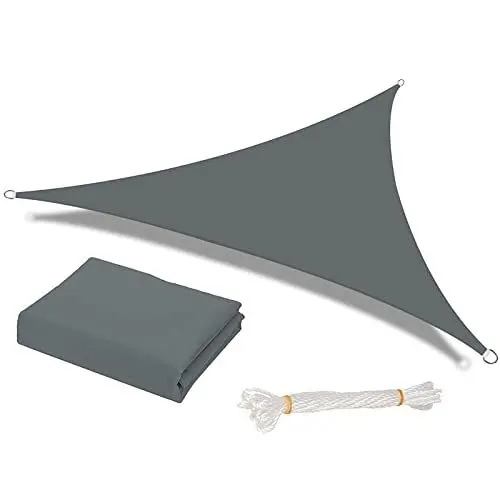 Produktbild: HEYOMART Sonnensegel Dreieck 3 x 3 x 3m Wasserdicht Sonnenschutz inkl Befestigungsseile PES Polyester mit UV Schutz für Garten Terrasse Camping, Anthrazit