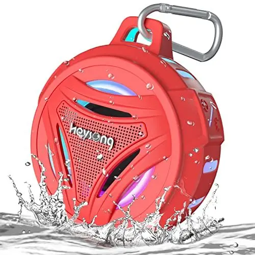 Produktbild: HEYSONG Bluetooth Lautsprecher, Musikbox Tragbarer LED Licht Kabelloser Box mit IPX7 Wasserschutz, Dualen Bass-Treibern, 36H Akku, True Wireless Stereo Speaker für Outdoor, Auto, Party, Dusche-Rot