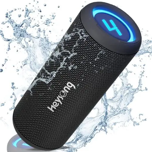 Produktbild: HEYSONG Bluetooth Lautsprecher, Upgrade Tragbarer Kabellos Bluetooth Box mit Licht, 30W Wasserdichte Musikbox, 360° Surround Sound, Dualen Bass-Treibern, TF Karte, USB Stick, Für Camping, Wandern,Pool